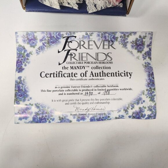 Vintage The Mandy Collection Porcelain Doll In Box Certificate Of Authenticity - Picture 4 of 7
